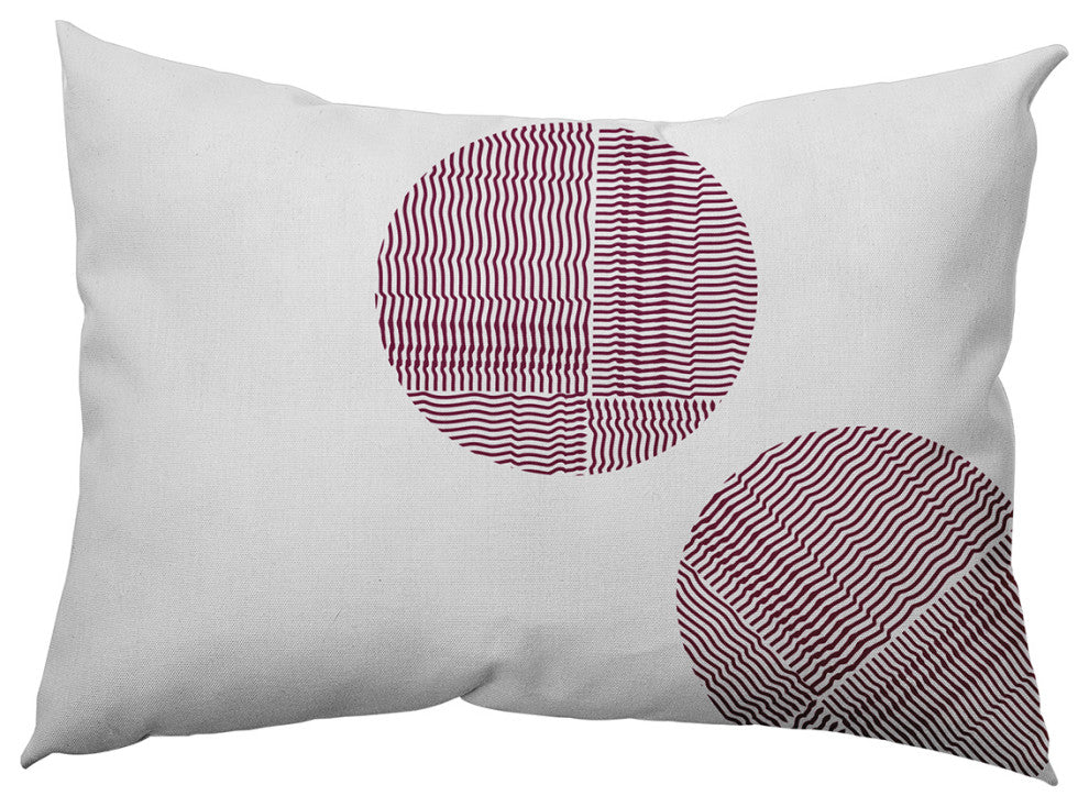 Circles Polyester Indoor Pillow, Maroon Red, 14"x20"