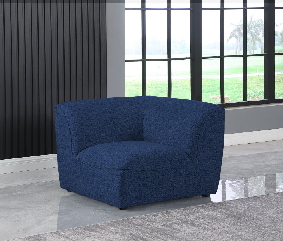 Miramar Linen Textured Fabric Upholstered Corner Chair, Navy