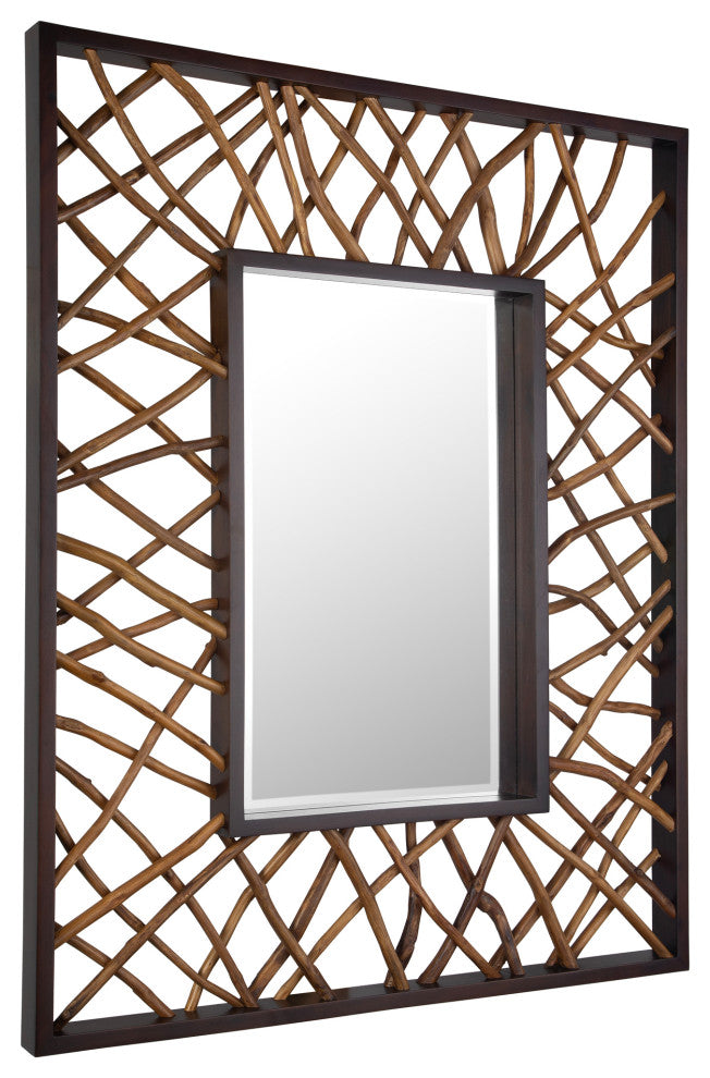 Uttermost Teak Maze Rectangle Mirror