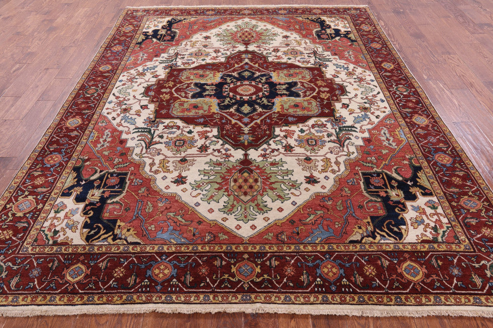 7' 11" X 10' 0" Handmade Persian Fine Serapi Wool Rug - Q14686
