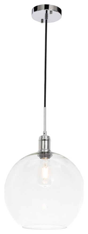 Living District Emett 1-Light Metal Pendant in Chrome and Clear Glass Finish