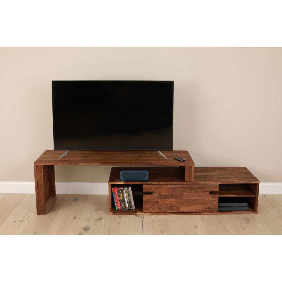 Zuma Solid Walnut Tv Stand And Cabinet, Adjustable Size