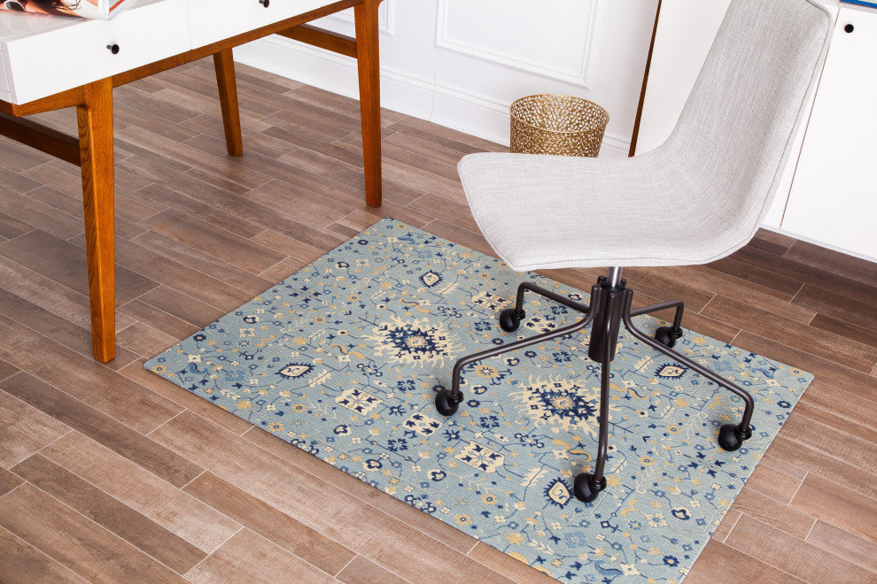 Tabrix Blue and Beige Rug'd Chairmat, 40"x54", .25" Pile Height