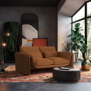 Sloan Saddle Velvet Fabric Loveseat