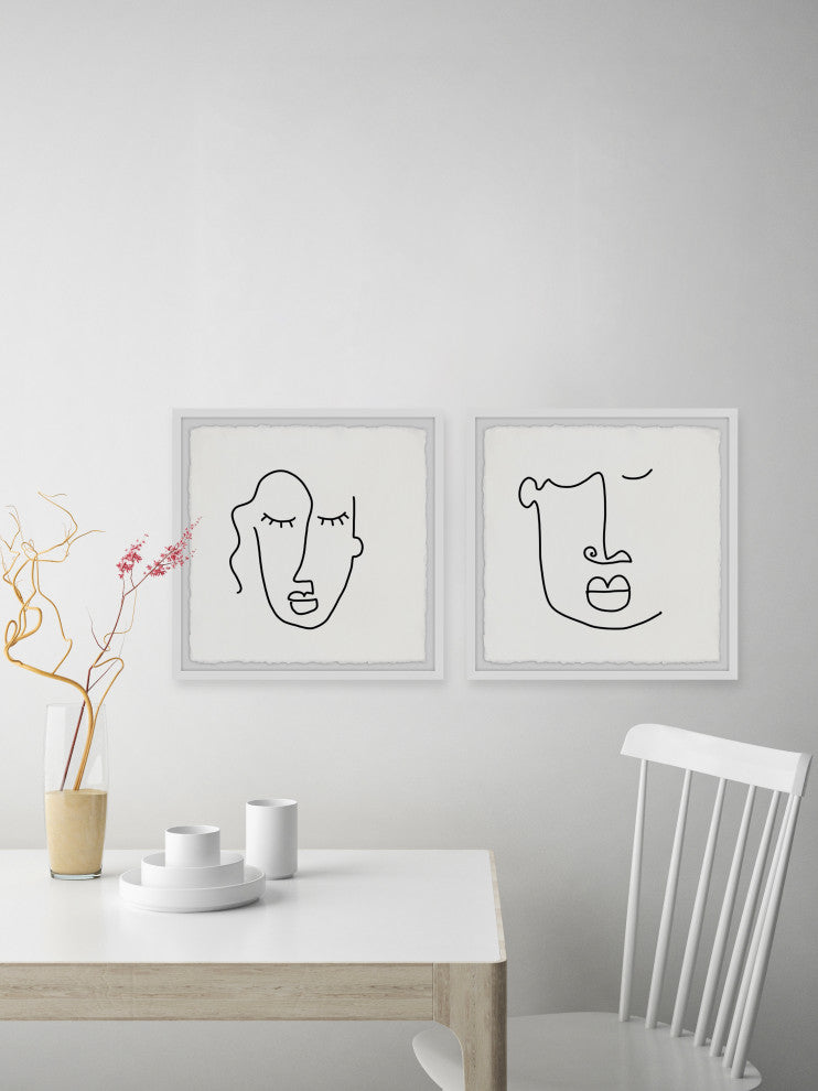 Tribal Mask Outline Diptych, 2-Piece Set, 24x24 Panels