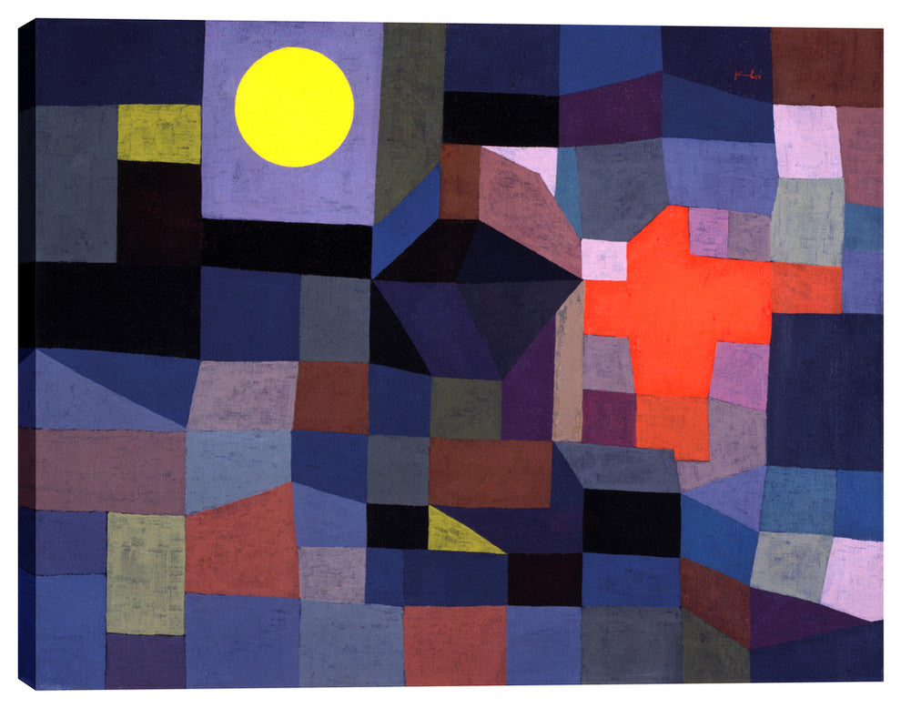 Epic Graffiti "Fire at Full Moon" by Paul Klee Giclee Canvas Wall Art, 18"x24"