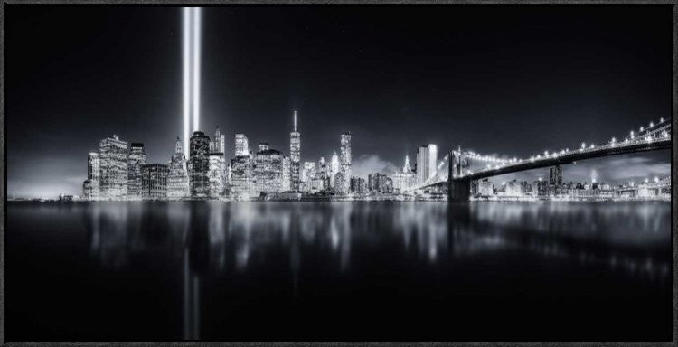 "Unforgettable 9-11" Framed Canvas Giclee by Javier De La, 37x19"