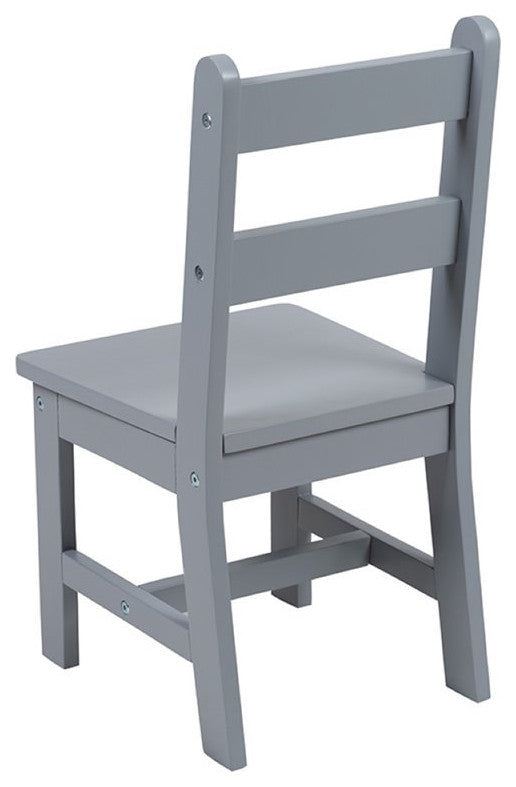 Kids Solid Hardwood Table and Chair Set - 3 Piece Set, Gray