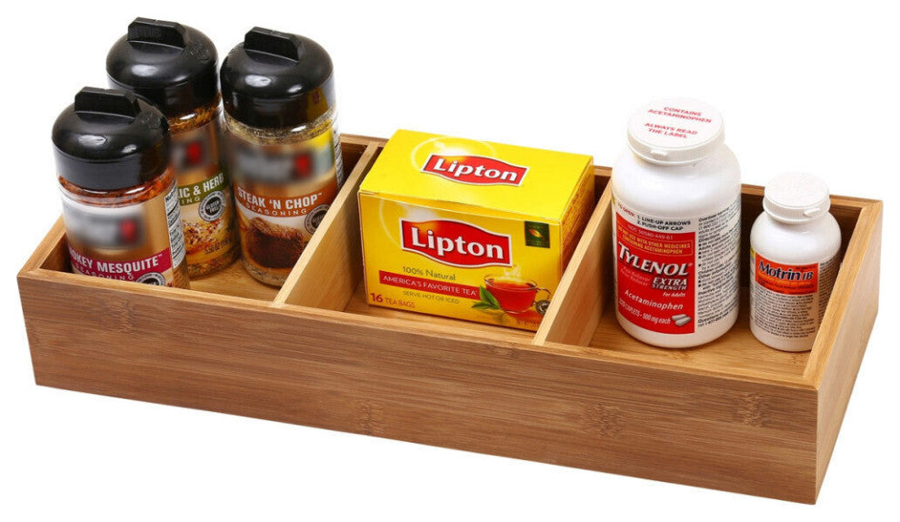 YBM HOME Bamboo 3 Compartment Organizer Tray for Drawers