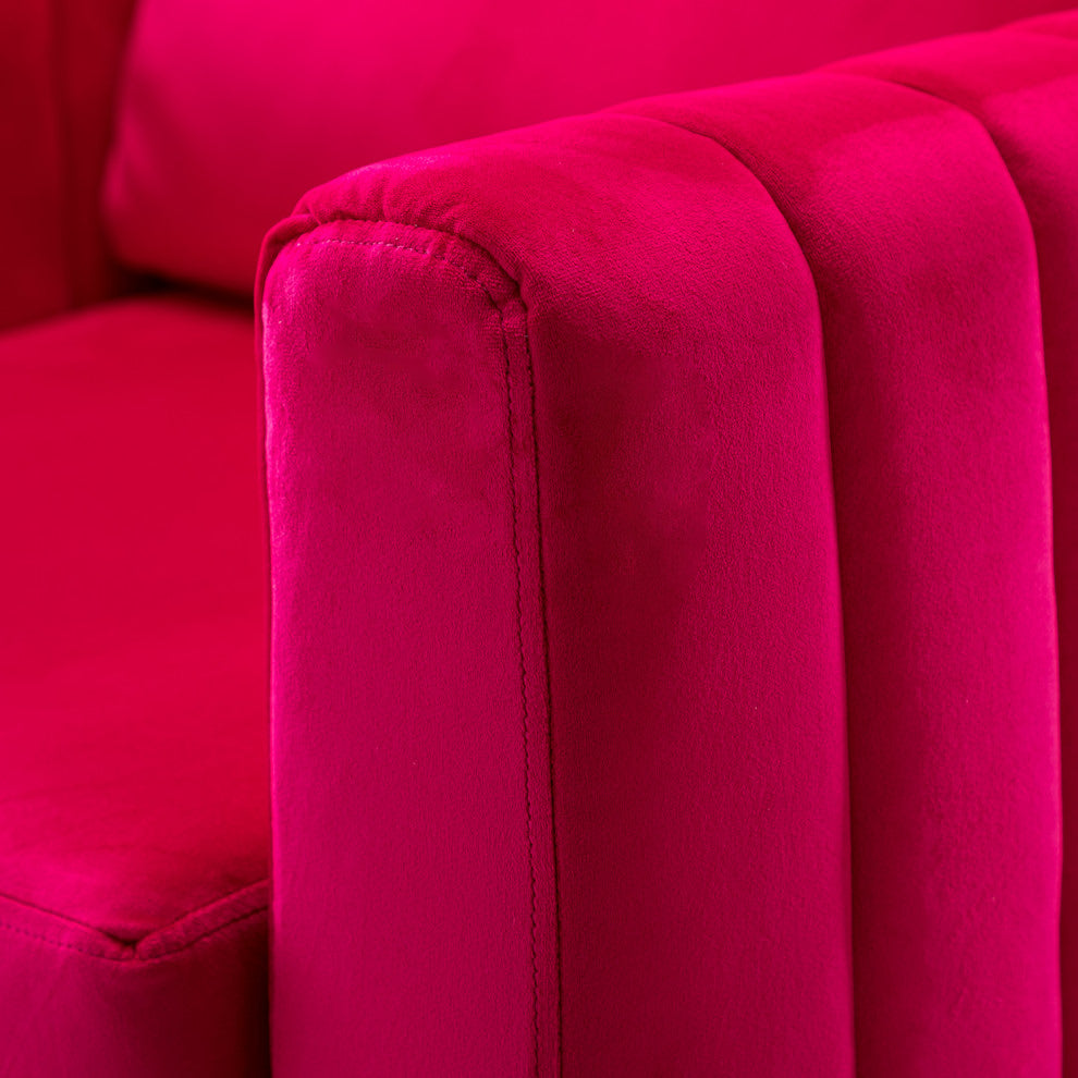 Velvet Comfor Club Chair With Arms&Metal Legs, Fuchsia