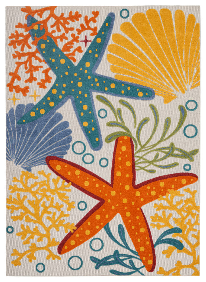 Nourison Aloha 7' x 10' Multicolor Coastal, Nautical & Beach Area Rug