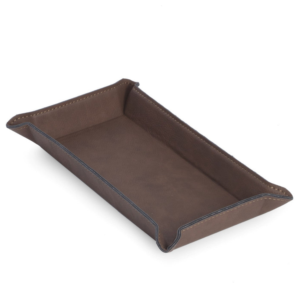 Rectangular Valet, Rustic Brown Leatherette
