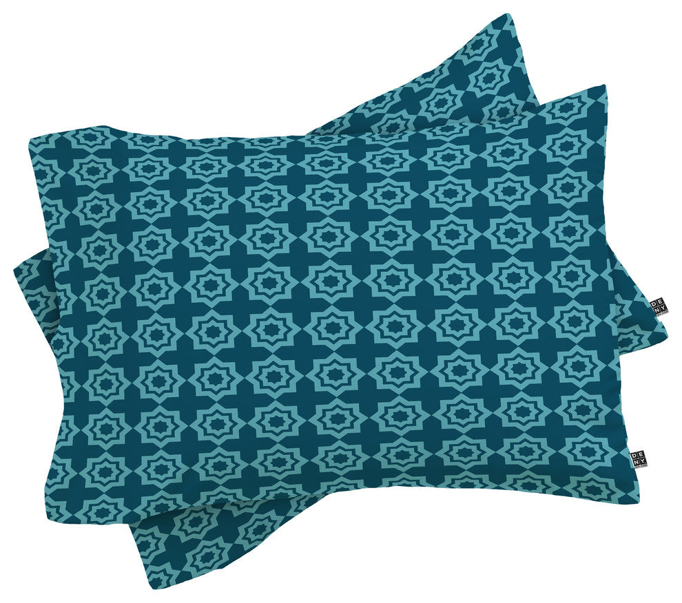 Deny Designs Khristian A Howell Moroccan Mirage Blue Pillow Shams, King