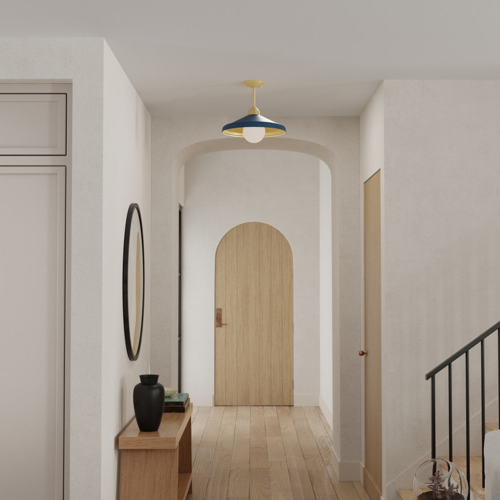 Brooks Matte Navy 14" Semi-Flush Mount Ceiling Barn Light