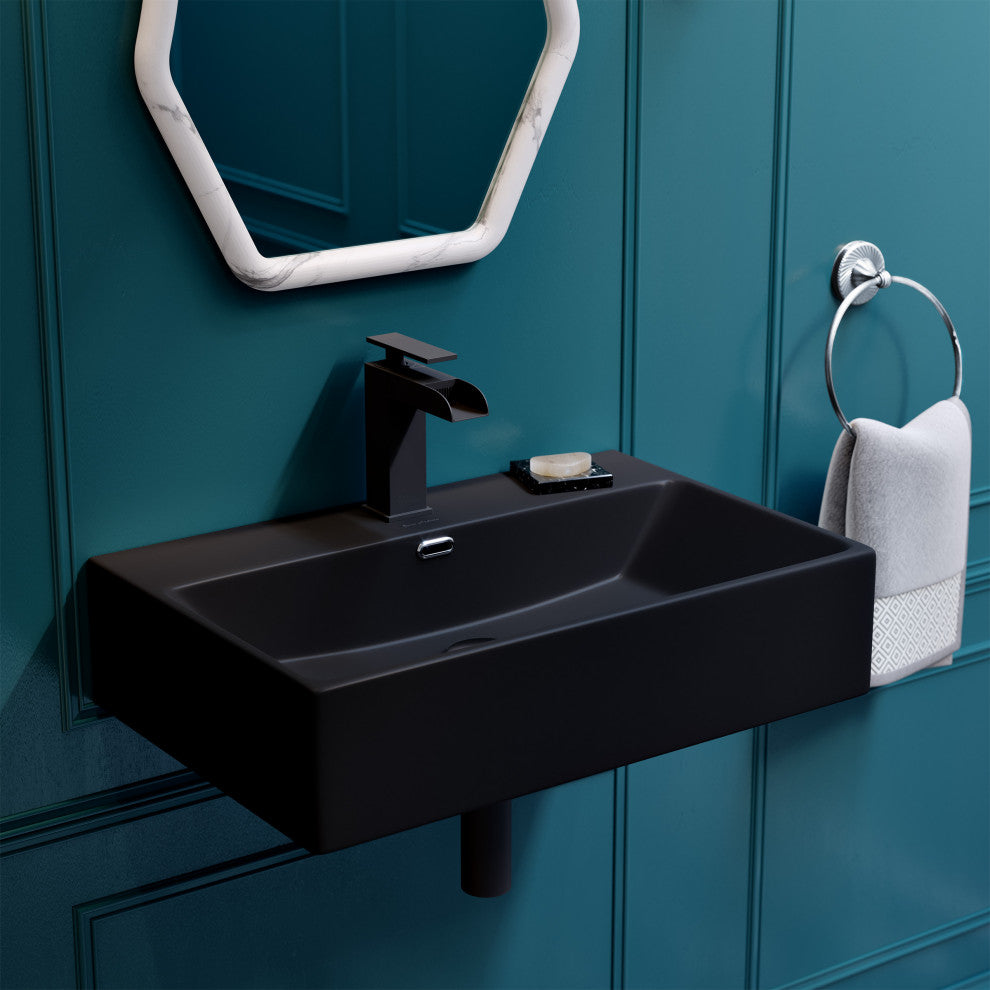 Claire 24" Rectangle Wall-Mount Bathroom Sink, Matte Black