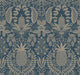 Pineapple Damask Navy Wallpaper