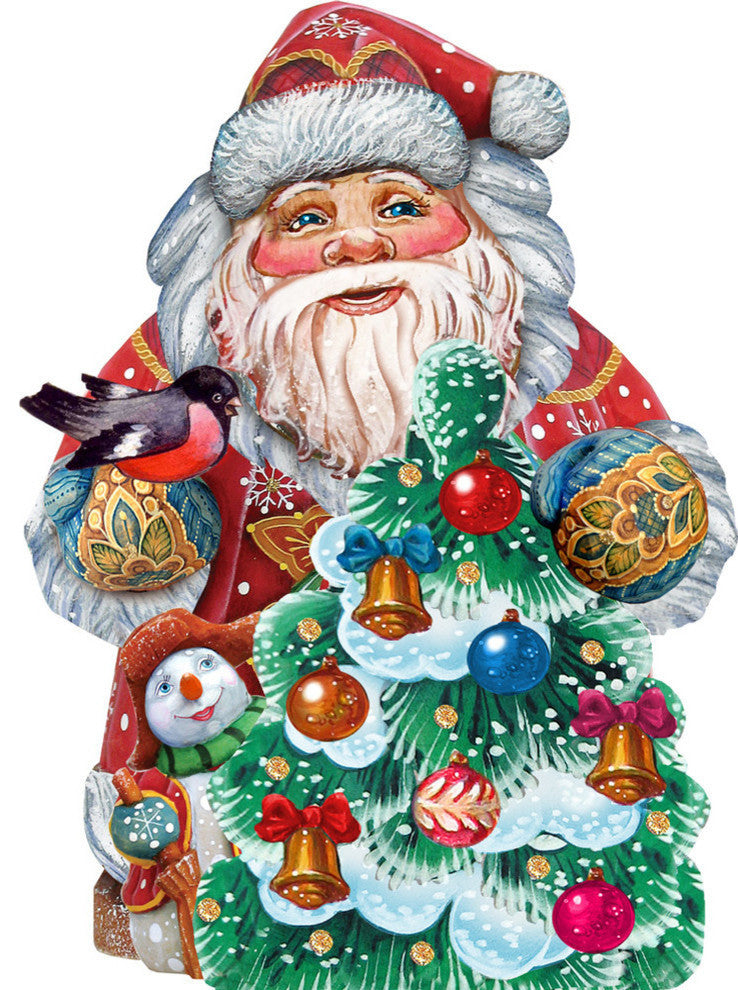Christmas Tree Santa Scenic Decorative Ornament, Large