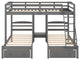 Gewnee Wood Full Over Twin & Twin Triple Bunk Bed with Drawers in Gray