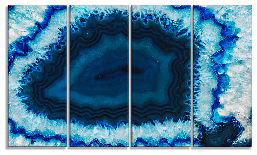 Brazilian Thunder Egg, Abstract Canvas Wall Art Print, 48"x28", 4 Panels
