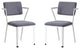 Set of 2 Gray Fabric Dining Chair, White Finish