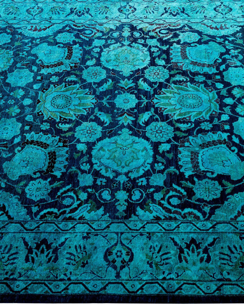 Overdyed, One-of-a-Kind Hand-Knotted Area Rug Blue, 4'8"x7'2"