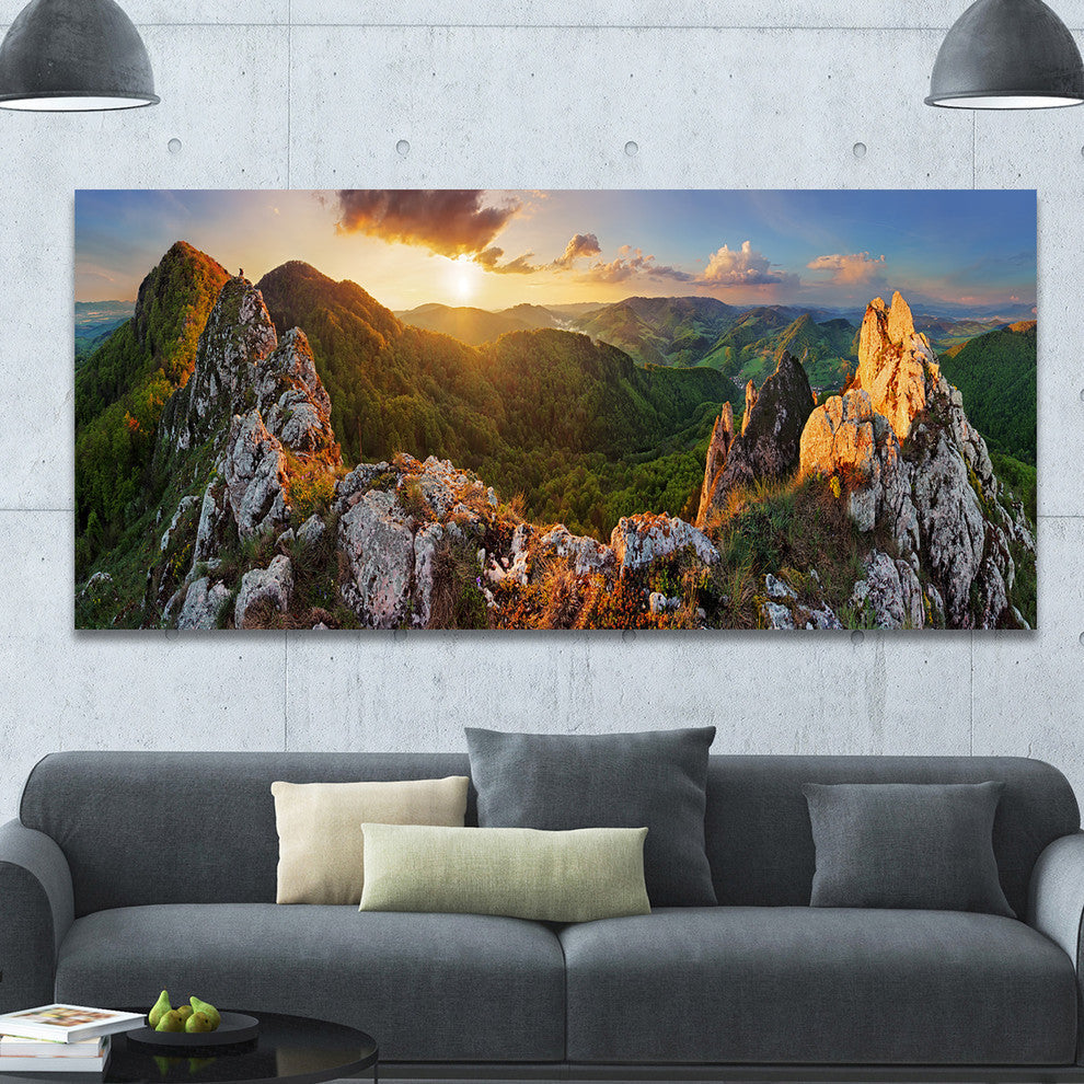 Panorama Mountains Slovakia, Landscape Canvas Art Print, 60"x28"
