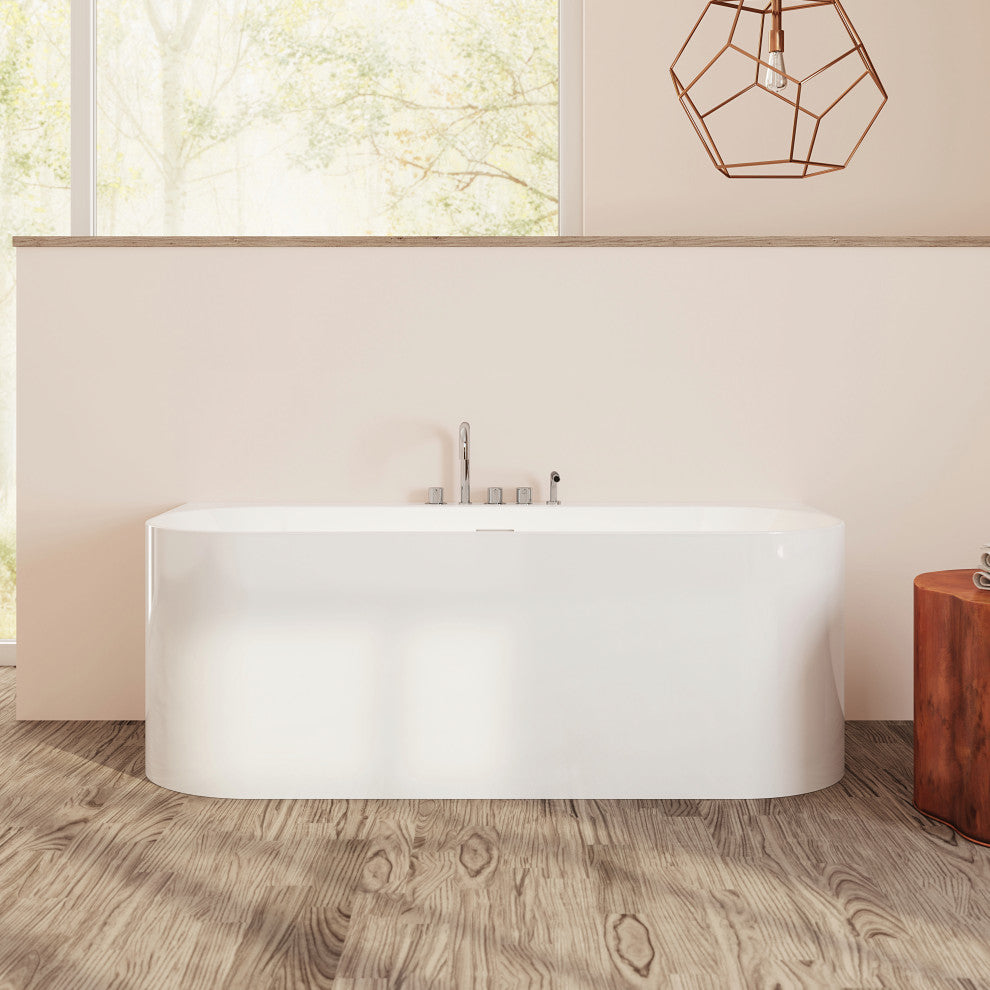 Perlato Almeria Back to Wall Soaking Tub, 65"