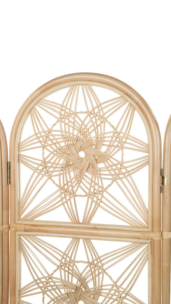 Sunflower Rattan 3-Panel Room Divider, 62"