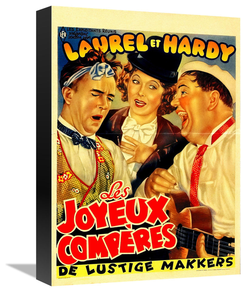 "Laurel & Hardy - French - Les Joyeux Comperes" Canvas Giclee, 12"x16"