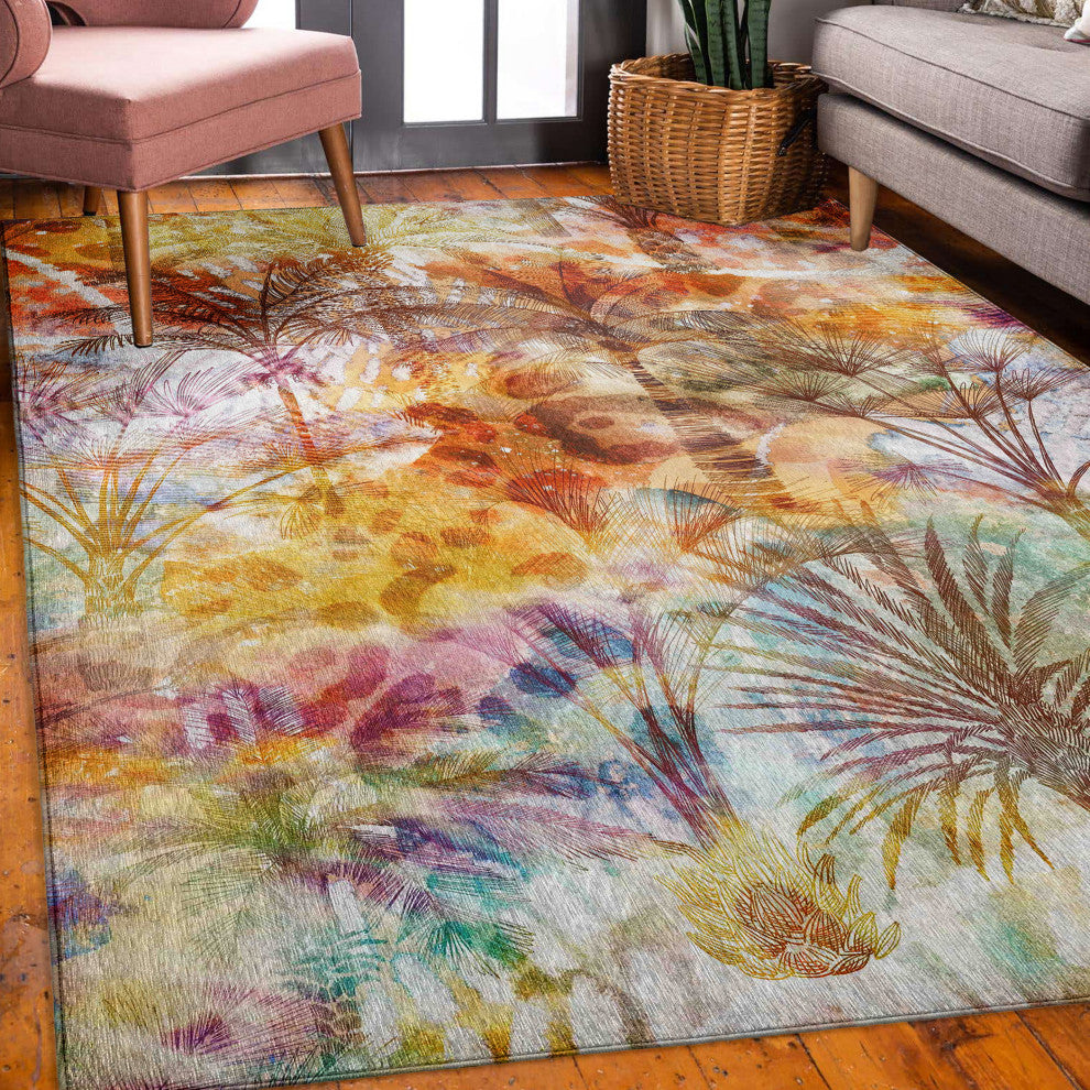 Indoor/Outdoor Tropics TC15 Salmon Machine Washable 10' x 14' Rug
