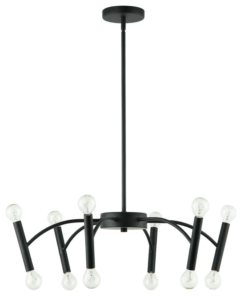 12 Light Incandescent Pendant, Matte Black