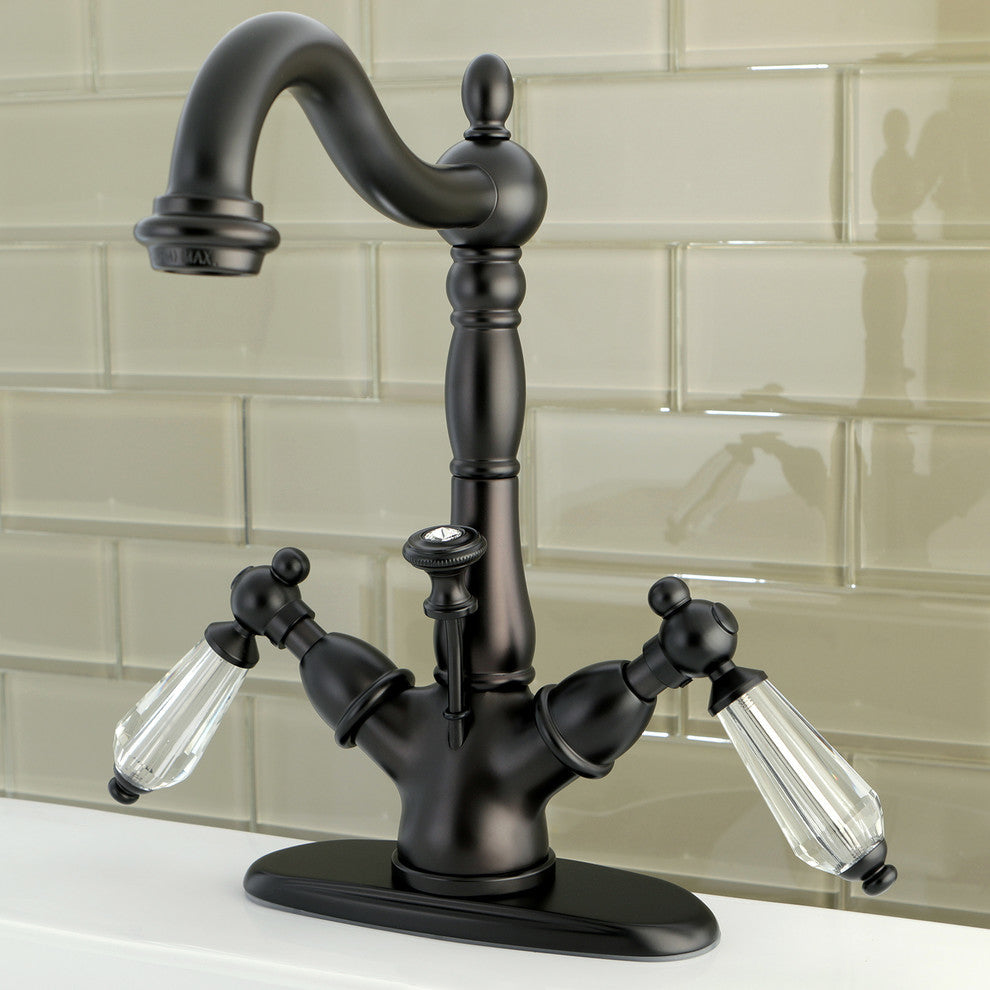 Kingston Brass Two-Handle Bathroom Faucet With Brass Pop-Up, Oil Rubbed Bronze