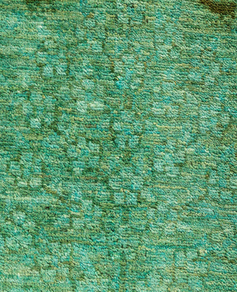Overdyed One-of-a-Kind Hand-Knotted Area Rug Green, 3' 1" x 15' 10"