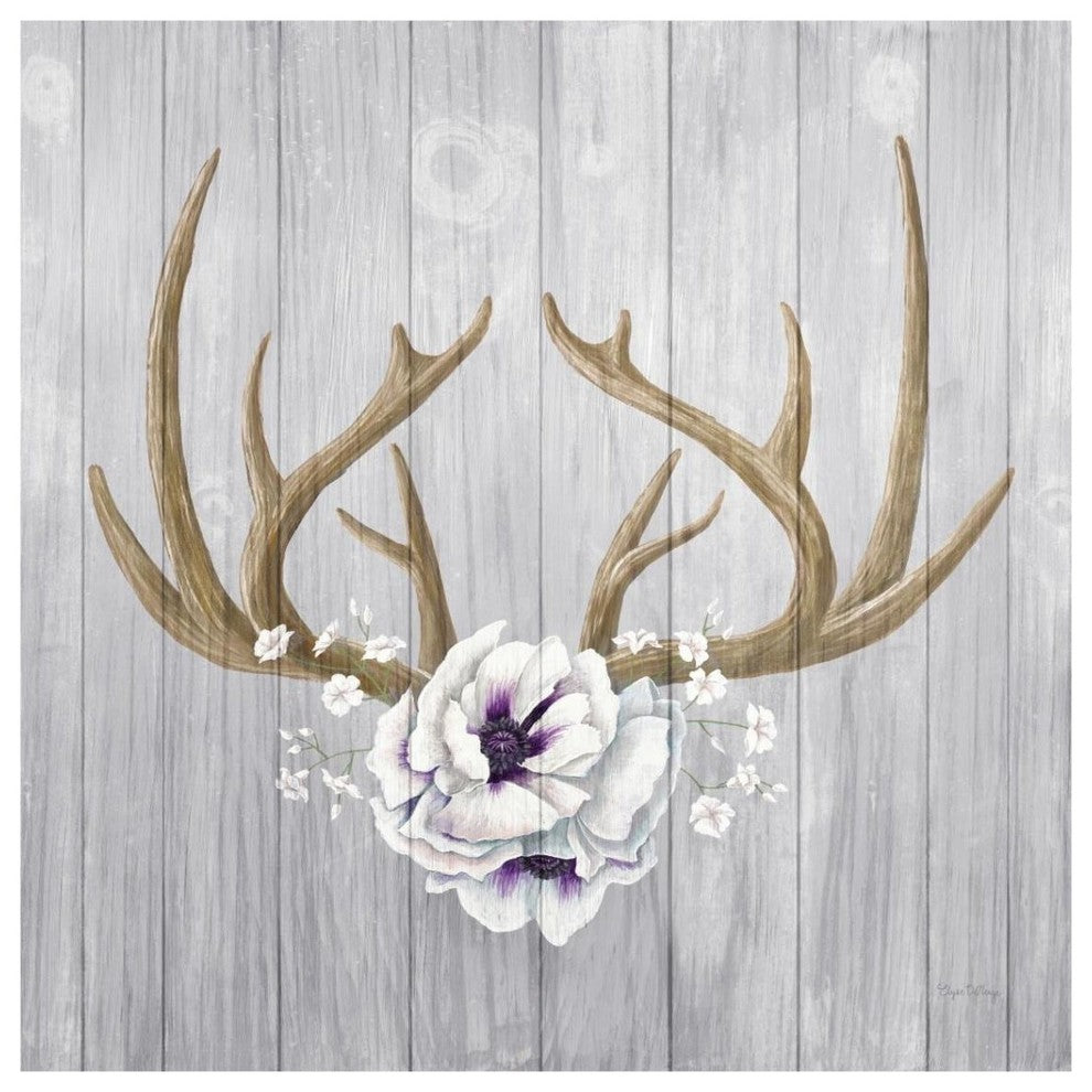 "Antlers and Poppies II Sq" Digital Paper Print by Elyse DeNeige, 38"x38"