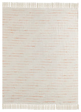 Shimmer Stripe Woven Throw Blanket with Fringe, Peach