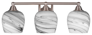Paramount 3-Light Bath Bar, Brushed Nickel, 6" Onyx Swirl Glass