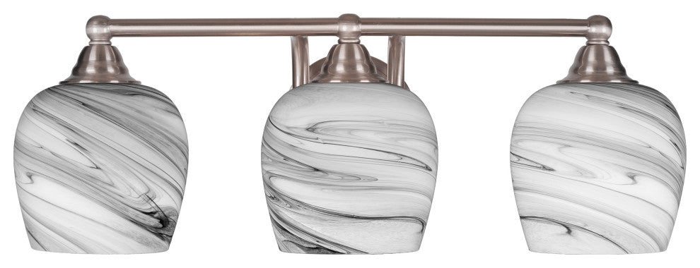 Paramount 3-Light Bath Bar, Brushed Nickel, 6" Onyx Swirl Glass