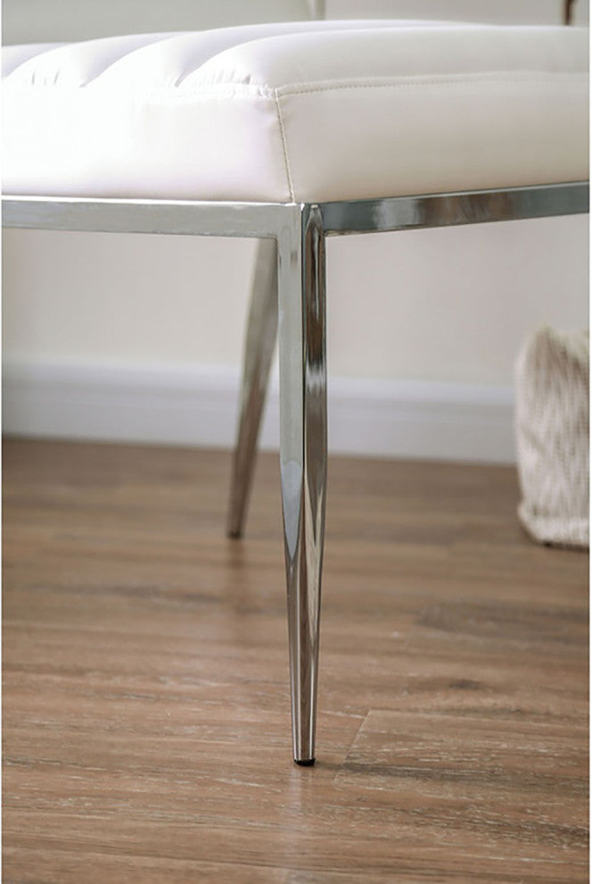 Leatherette And Metal Side Chair, White