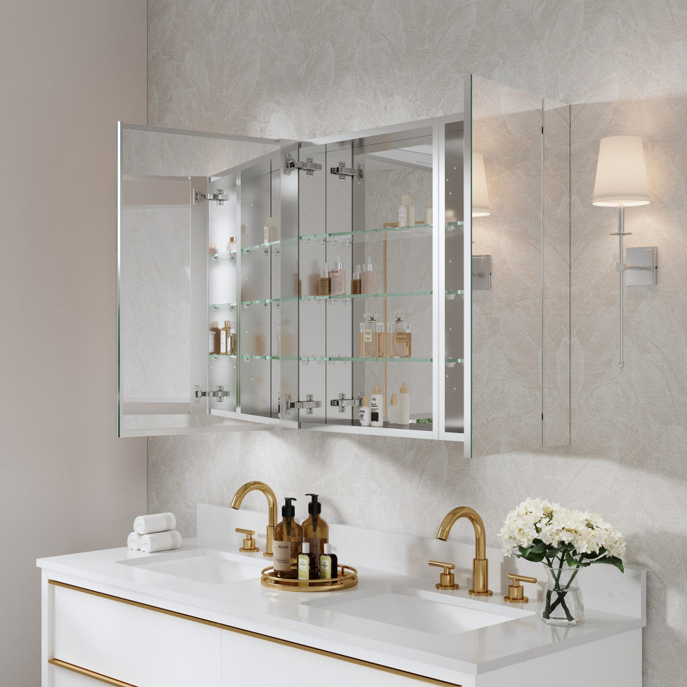 Recessed/Surface Mount Bathroom Medicine Cabinet, Reverse Installation, 44"x30"