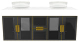 Modern Wall-Mount Vanity With Top & 16" Ribbed Sink, Top Gold, 60"