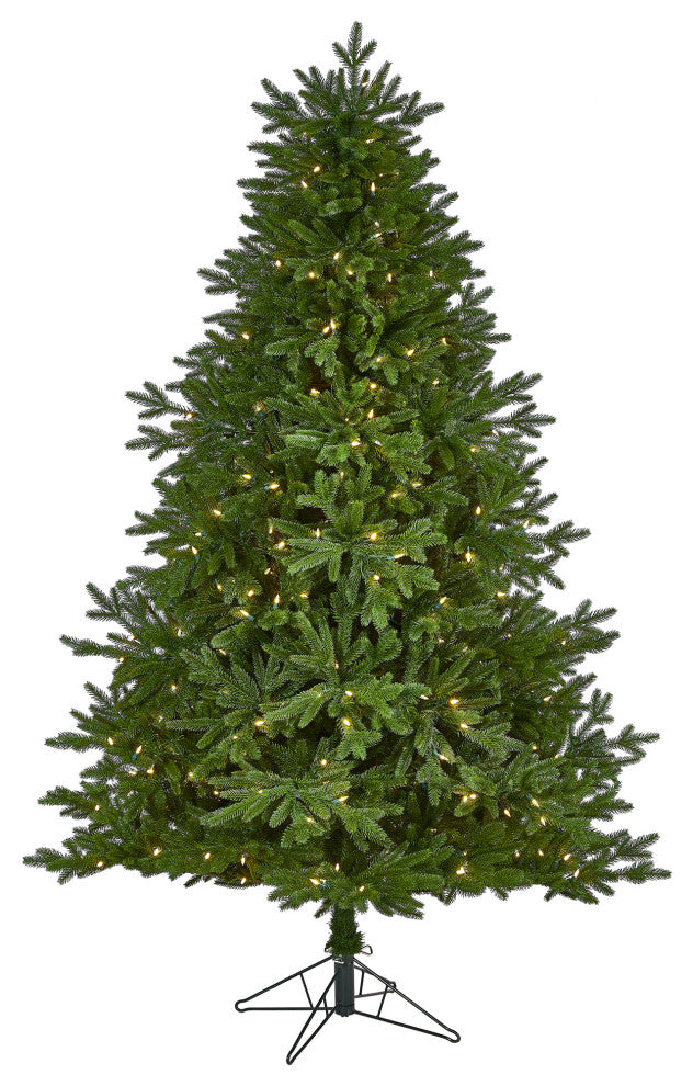 7' Nova Scotia Fir Real Touch Faux Xmas Tree W/ Lights  & Bendable Branches