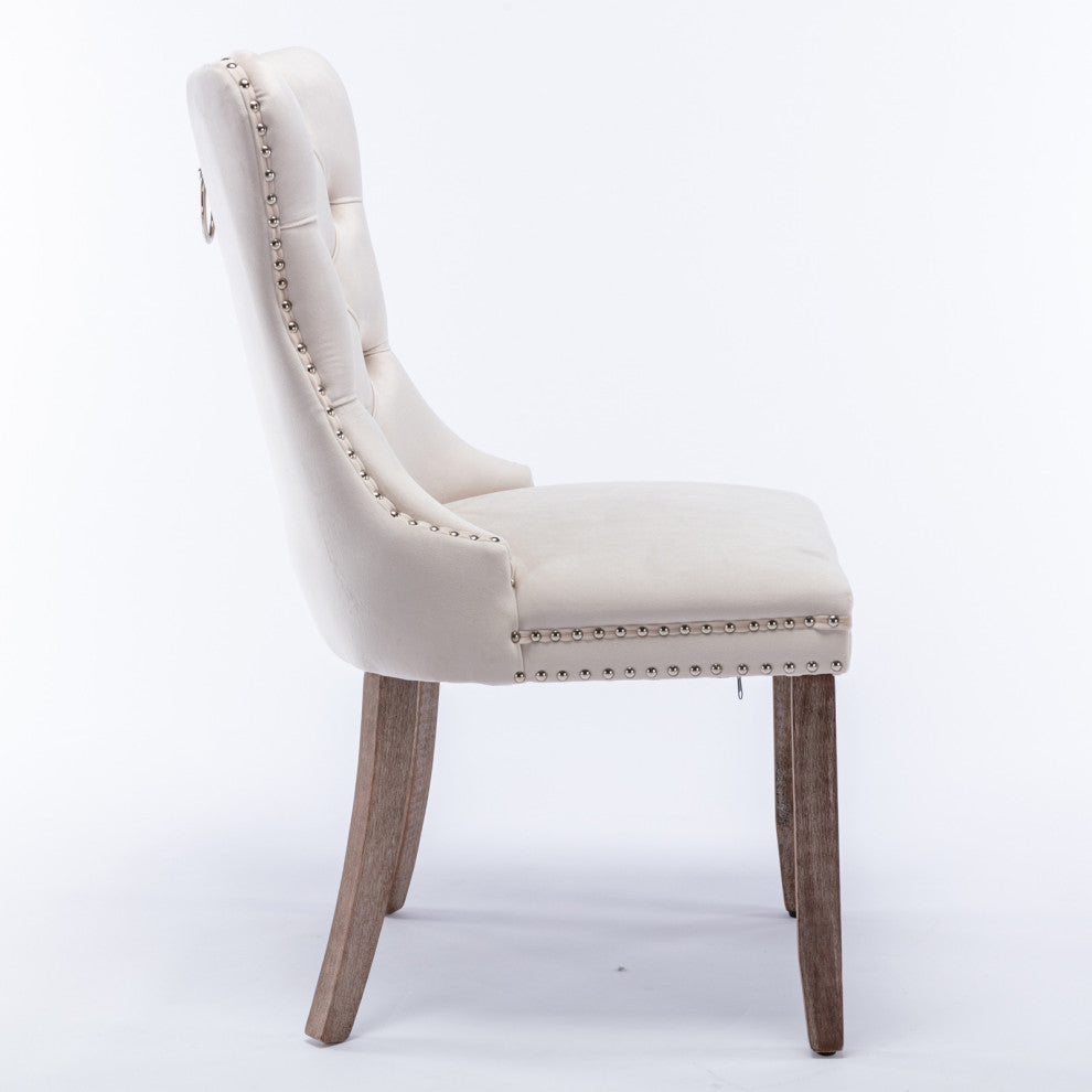 Gewnee Chair with Wood Legs Nailhead Trim 2-Pcs Set