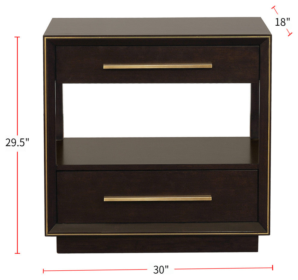 2-Drawer Nightstand, Smoked Peppercorn