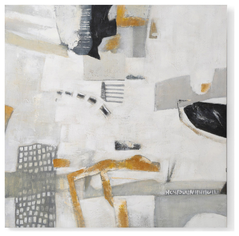 Foiled Concentration Modern Hand Painted Canvas Abstract Art - 50" x 50"
