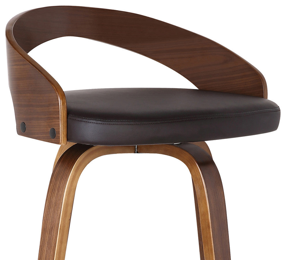 Armen Living Sonia Modern Faux Leather Upholstered Bar Stool in Brown
