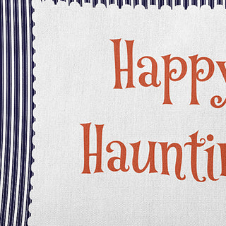 Happy Haunting Ticking Accent Pillow, Navy, 16"x16"