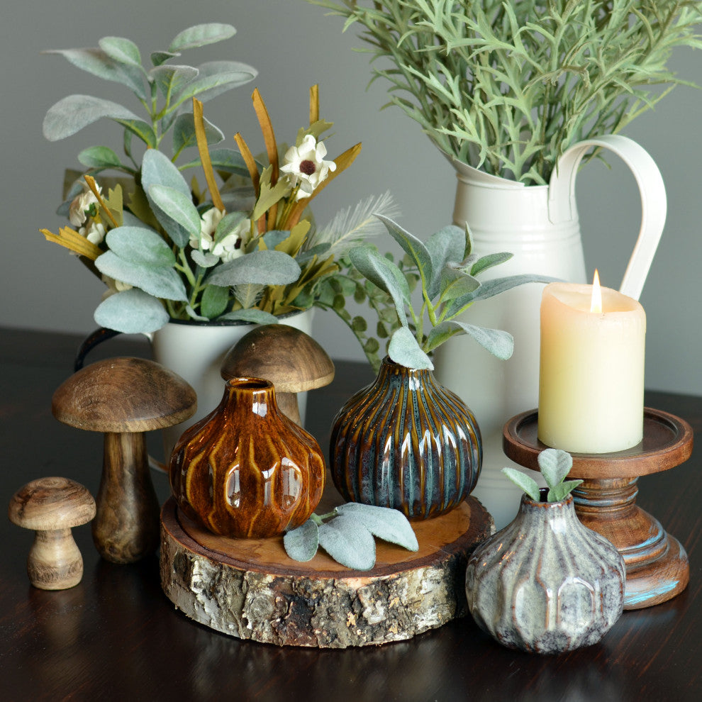 3 Piece Reactive Glazed Vase Set