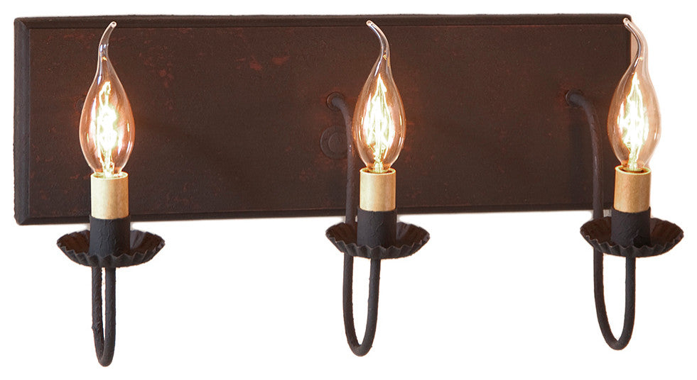 Three Arm Vanity Light in Hartford Red with Black Stripe