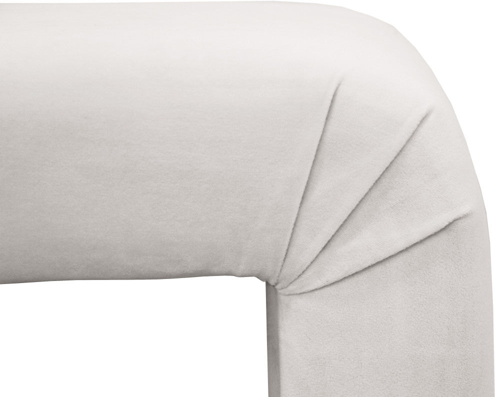 Minimalist Velvet Upholstered Bench, Cream