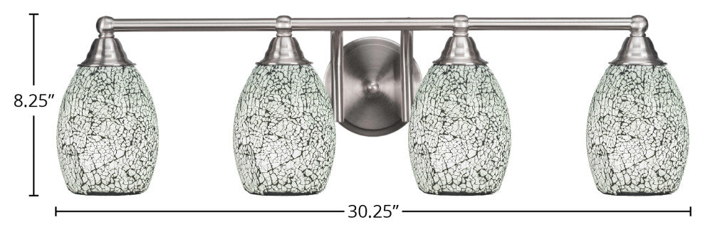 Paramount 4-Light Bath Bar, Brushed Nickel, 5" Black Fusion Glass